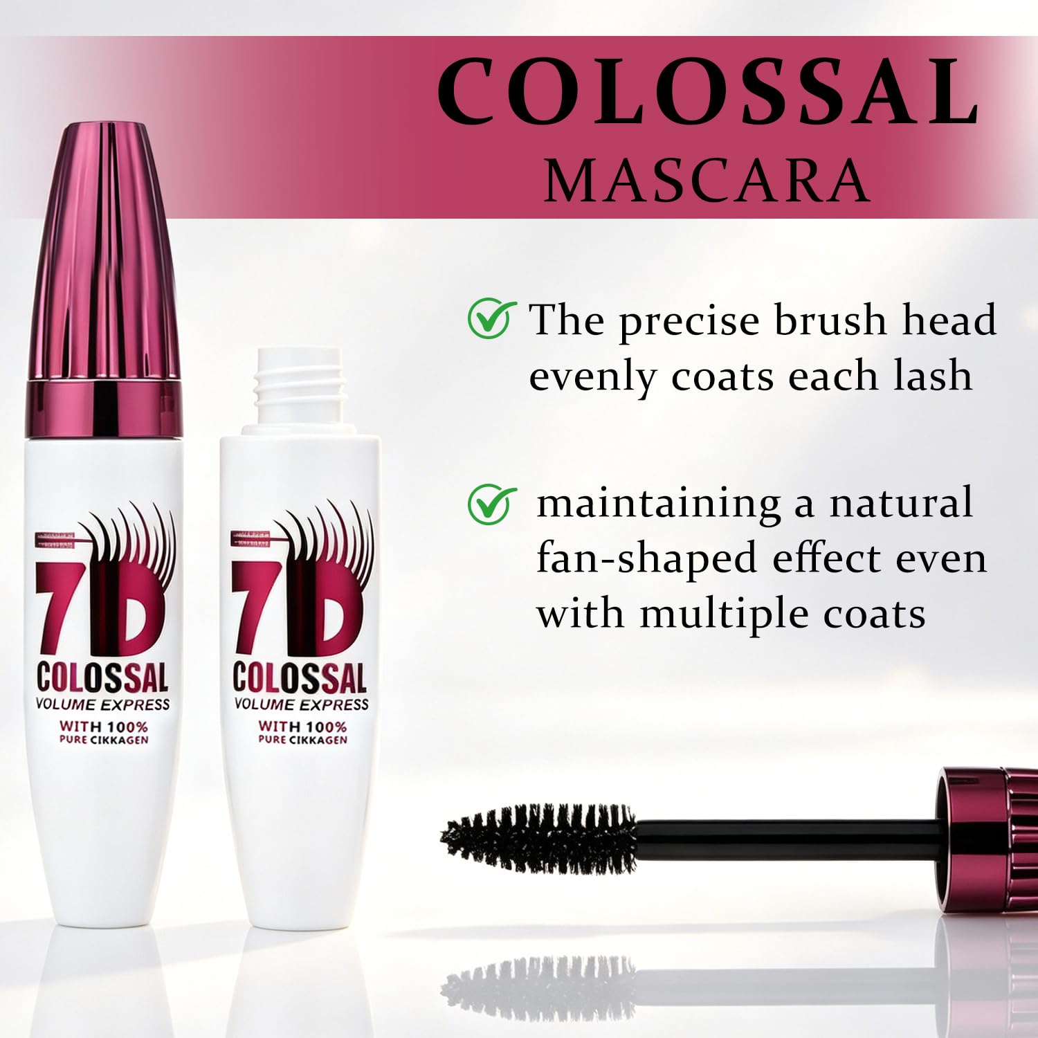 3Pcs 7D Waterproof Volume Mascara, Black Lengthening Thickening Fiber Lashes Mascara, Smudge-Proof Long Lasting Curling Volumizing Eye Makeup for Women Girl,Natural & Buildable Fuller Look
