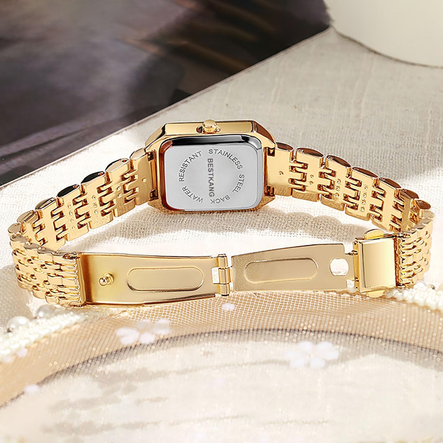 Bestkang Watches For Women Wrist Watches Steel Strap Womens Watch Casual Fashion Simple Square Quartz Wristwatch
