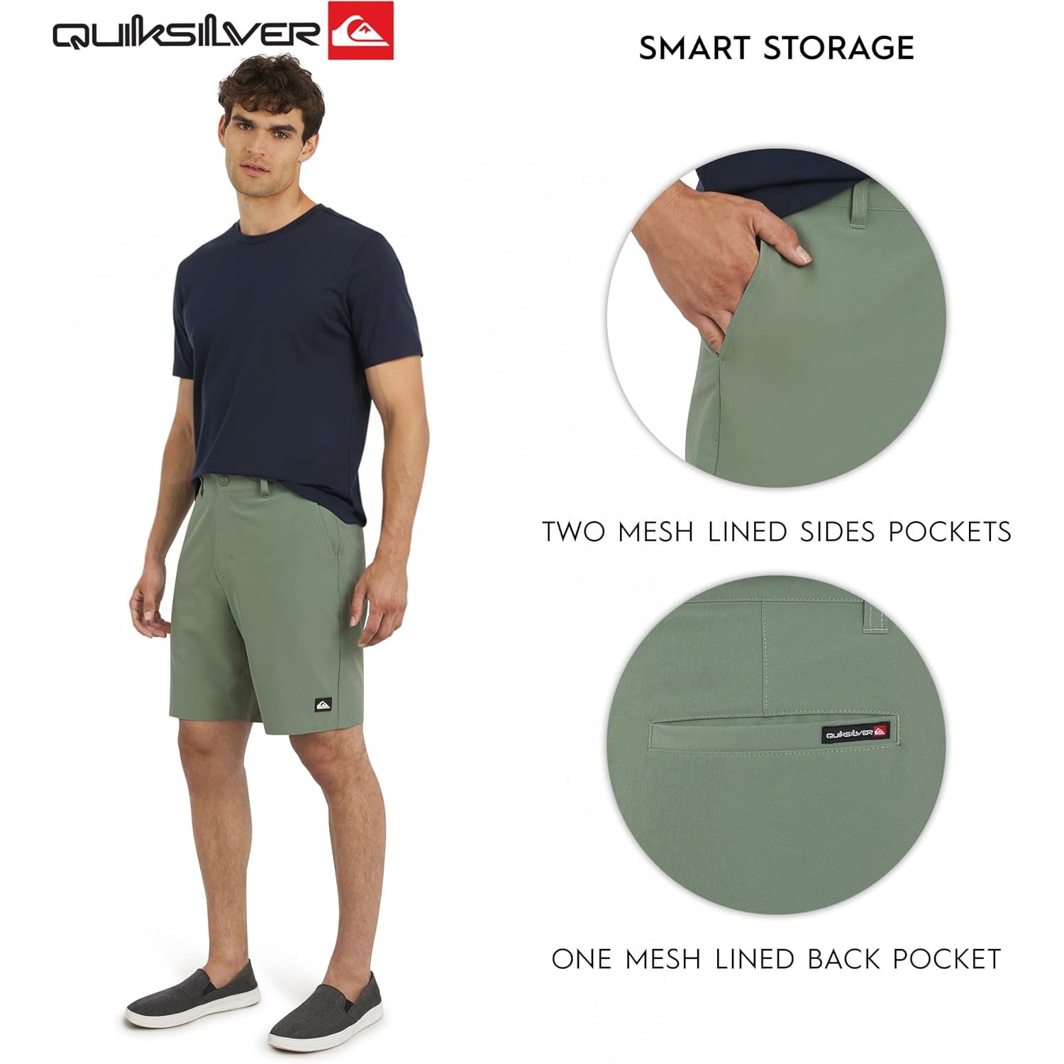 Quiksilver Men'S Regular Fit Fixed Waist Water Friendly Active Hybrid Shorts