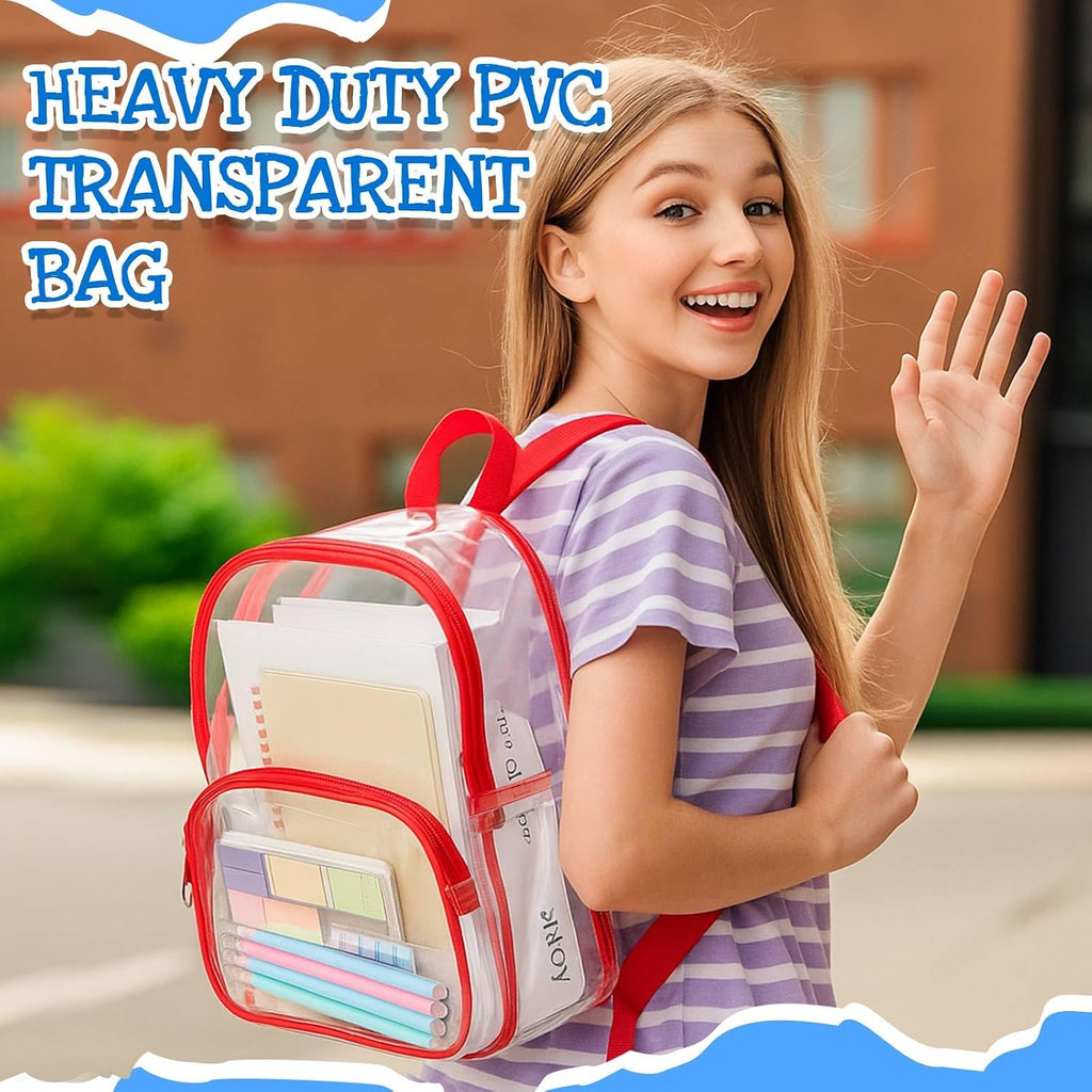 Clear Backpack Bulk Waterproof Transparent Colorful Bookbag Donation Supply Kits For Women Men(12 Inch,50 Pcs)