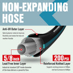 Garden Hose 25 Ft X 5/8" With Nozzle, Water Hose Heavy Duty Flexible, Lightweight Kink-Less Hybrid Hose With Swivel Handle, Male To Female Fittings