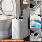 Bathroom Trash Can Set - Narrow White Plastic Small Trash Can, A Toilet Wand, Toilet Brush Holder And 36 Refills, 2 Gallon Trash Can With Pop-Up Lid, Suitable For Bathrooms And Small Toilets.