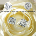 YODEWA 1/2/3ct Moissanite Stud Earrings for Women 925 Sterling Silver Hypoallergenic Butterfly Back 1 Pair DEF Color Lab Created Brilliant Round Moissanite Earrings