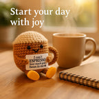 Graduation Gifts Birthday Gift for Her Him Women Men Girlfriend Boyfriend, Positive Crochet Espresso Cup, Cute Small Coffee Lover Gift for Best Friend Couple Wife Husband Mom