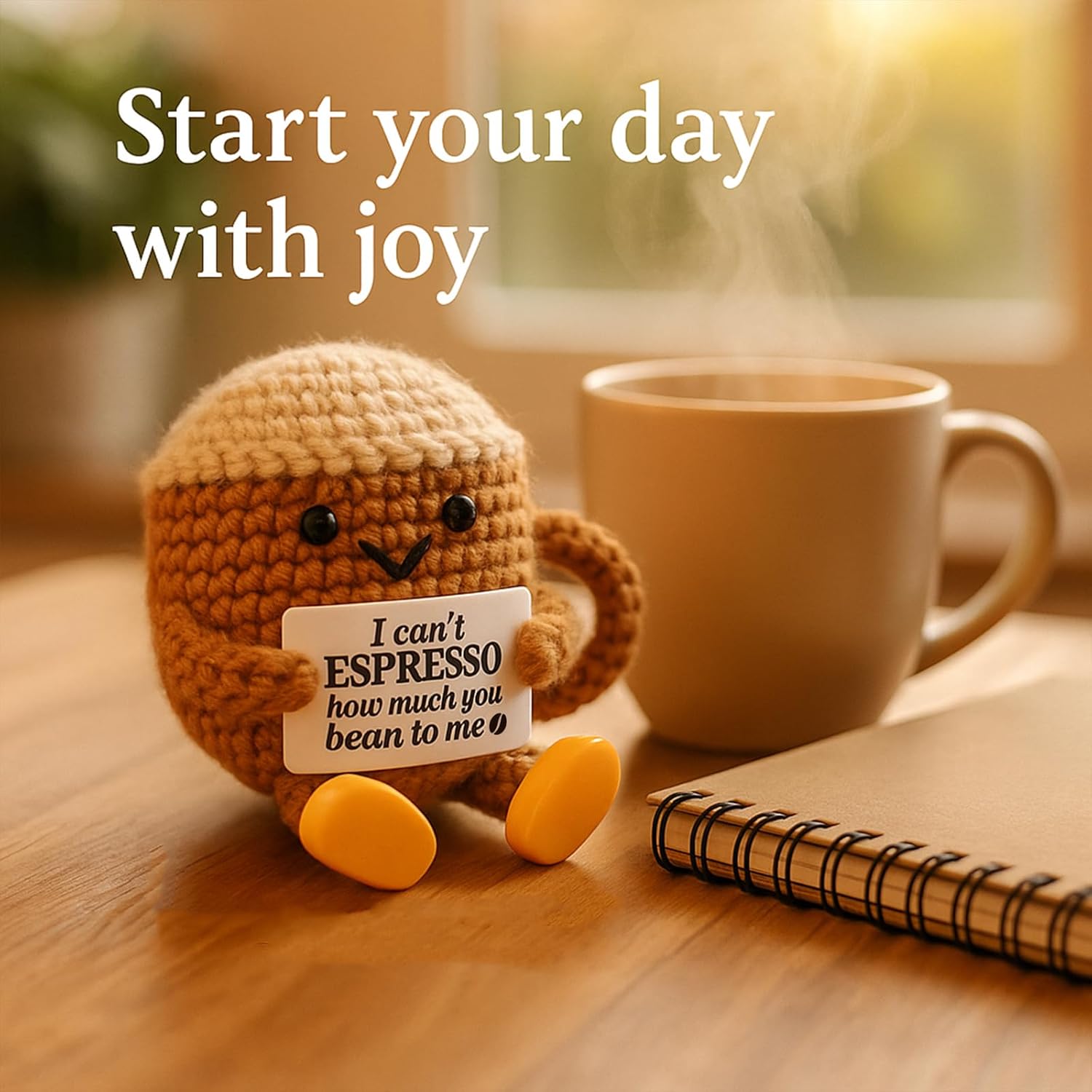 Graduation Gifts Birthday Gift for Her Him Women Men Girlfriend Boyfriend, Positive Crochet Espresso Cup, Cute Small Coffee Lover Gift for Best Friend Couple Wife Husband Mom