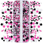2 Box Pink Nail Art Glitter Valentine's Day Nail Sequins Flakes with Heart Star Design Manicure Fine Glitter Flower Nail Stickers Decals Supplies Nail Charms for Women DIY Nail Art Decorations