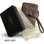PofeeXIO Womens Small Bifold Leather Wallets RFID Ladies Wristlet with Card Slots id Window Zipper Coin Purse | Small, Bifold, RFID, Wristlet, with Card Slots, id Window