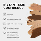 Saie Slip Tint Tinted Moisturizer With Spf 35 - Light Coverage, Glowy Skin Tint & Mineral Sunscreen For Face With Hydrating Hyaluronic Acid - Summer Makeup Essential - Shade Three + Half (1.35 Oz)