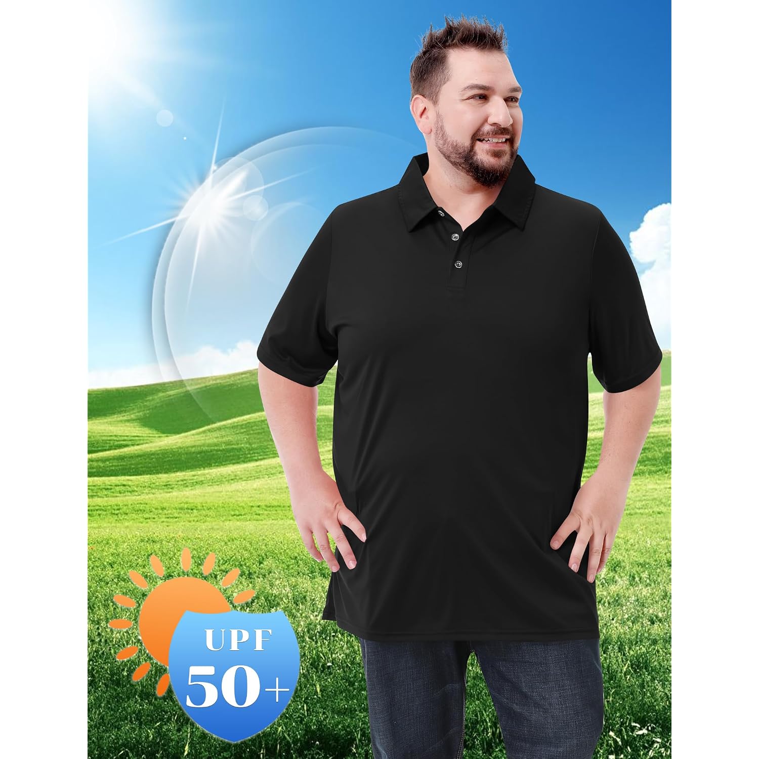 Men'S Big And Tall Polo Shirts Upf 50+ Casual Work Quick Dry Short Sleeve Collared Golf Shirt（Xl-8Xl）