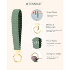 WEESMILE Keychain Wristlet, Stretchy Key Chain for Car Keys with 2 Keyrings and D ring, Cute Wrist Lanyard for Women Men