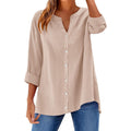 Lomon Womens Button Down Shirts Long Sleeve Cotton Button Up Shirt Linen V Neck Casual Loose Tops Blouses