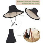 Extra Wide-Brim Sun Hats Women Uv-Protection Reversible Wired-Edge Packable Garden Beach Travel Summer Bucket Hat