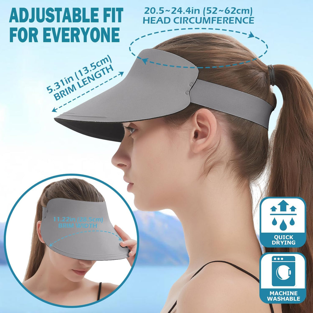 EINSKEY Women's Wide Brim Sun Visor, UPF50+ Seamless Ponytail Hat Packable Quick Dry for Sports Golf Tennis Running Beach