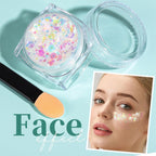 Teenitor Clear White Body Glitter Face Glitter Hair Glitter for Women, 9 Shapes Face, Body Hair Glitter Gel, Makeup Glitter for Concerts Music Festival Birthday Party Halloween