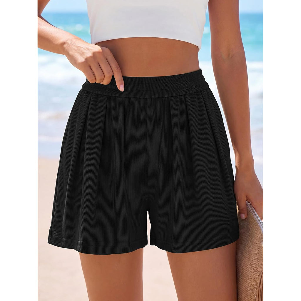 Flowy Summer Shorts for Women High Waisted Wide Leg Knitted Wide Leg Soft Pajama Shorts Women Vacation Outfits