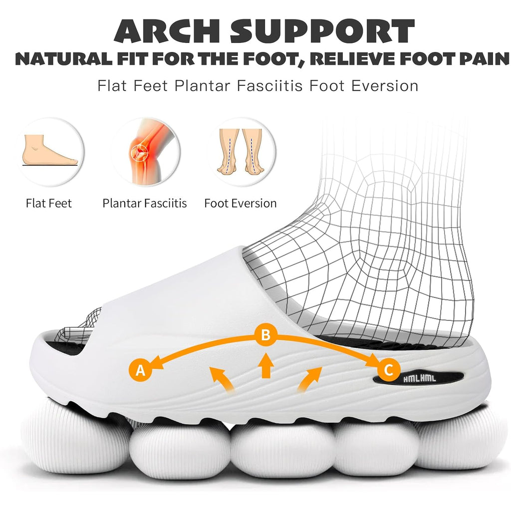 Mens Recovery Slides - Orthotic Arch Support Sandals For Plantar Fasciitis,Comfortable Cushioned Sport Slides With Open Toe, Reduces Foot & Joint Stress, Size7-13