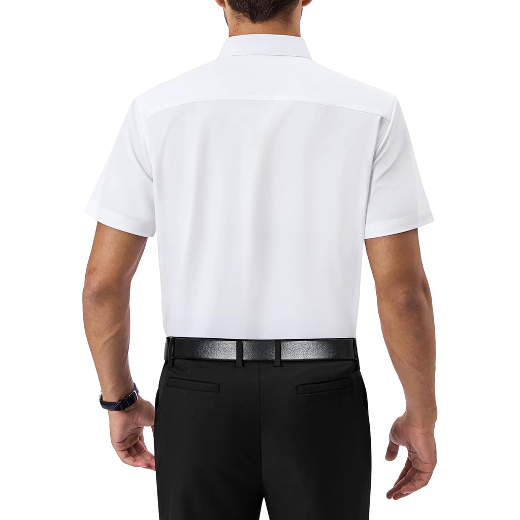 Alimens & Gentle Mens Dress Shirts Short Sleeve Wrinkle Free Stretch Regular Fit Formal Casual Button Down Shirt With Pocket