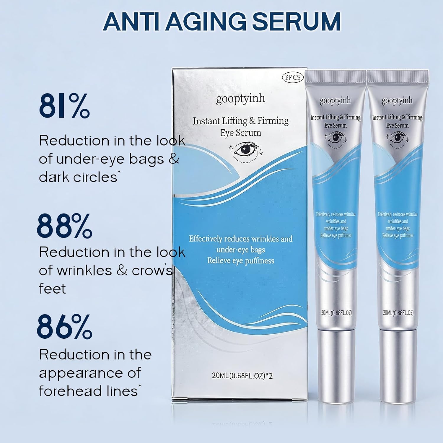 Instant Firming Eye Serum, Anti-Aging Formula For Under Bags, Wrinkles, Fine Lines & Crow'S Feet Instantly, Visibly Improves For Dark Circles Under Eye Treatment, Instant Face Lift Cream, 20G,2 Packaa