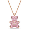Swarovski Teddy Bear Pendant Necklace, Pink Crystals, Rose Gold-Tone Finish
