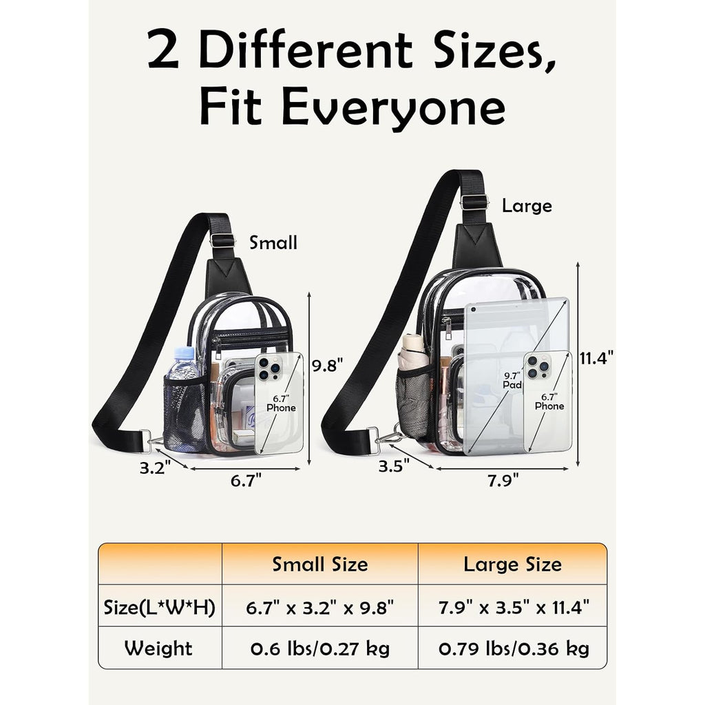 Clear Bag For Stadium Events, Clear Purses For Women Men, Transparent Crossbody Bag, See Through Large Sling Backpack