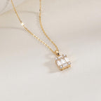 Luxval Diamond Pendant Gold Necklace for Women，Dainty 18k Gold Plated Choker Necklaces Simple Gold Jewelry Gifts for Women Girls