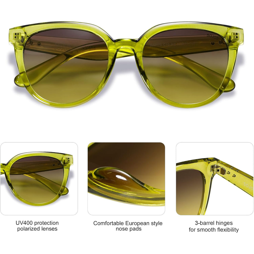 Sojos Trendy Cat Eye Round Polarized Sunglasses For Women Fashion Uv Protection Sunnies Sunglasses Sj2175