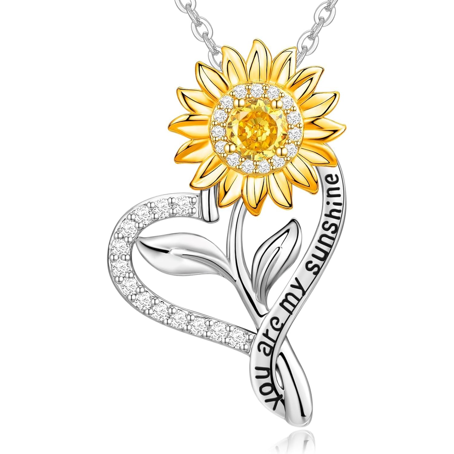 Meeshi Mothers Day Gifts for Wife - 18K Gold Plated Sunflower Necklaces for Women Gifts for Wife Birthday Anniversary, 925 Sterling Silver Women's Jewelry You Are My Sunshine Gift for Mom Daughter