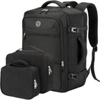 Shrradoo Travel Backpack For Women & Men,Airline Approved Carry On Luggage,Tsa Overnight Bags,40L Personal Item Travel Bag Fits 17" Laptop,Carry On Bag With Storage Bag Cosmetic Bag Set 3Pcs (Black)