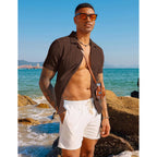 Pj Paul Jones Men'S Casual Button Down Shirts - Short Sleeve Summer Textured Beach Wrinkle-Free Shirts