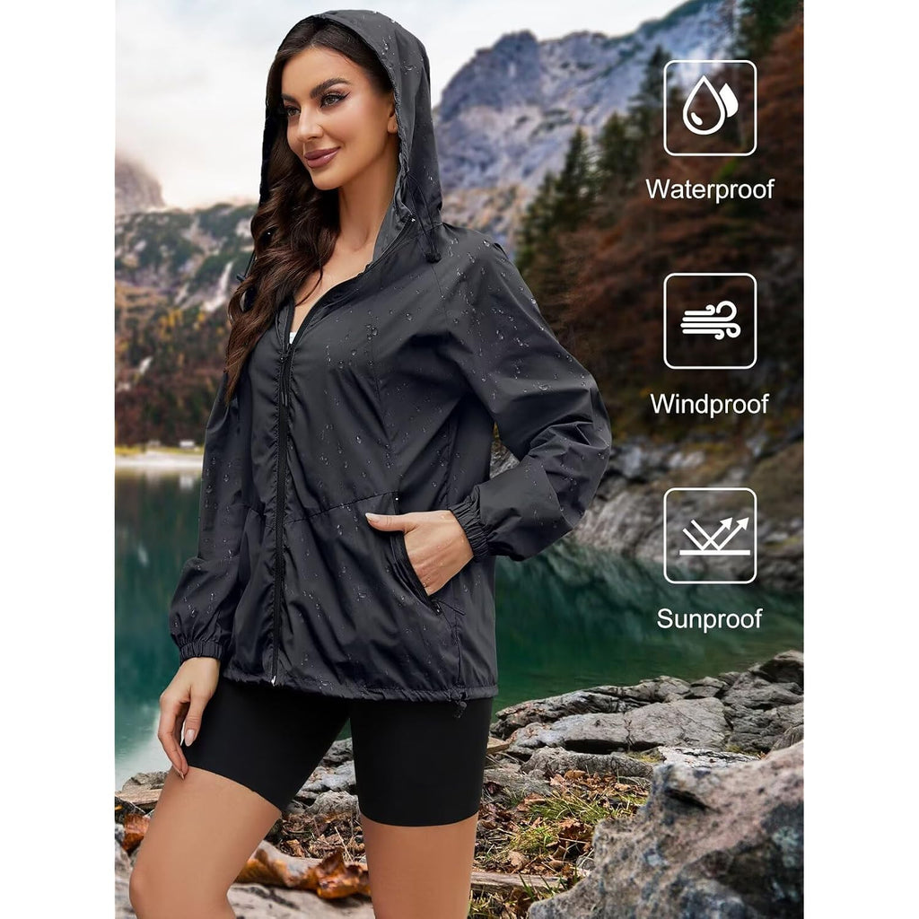 Light Weight Rain Jacket Women Waterproof Windbreaker Travel Rain Coats For Women Packable S-Xxl