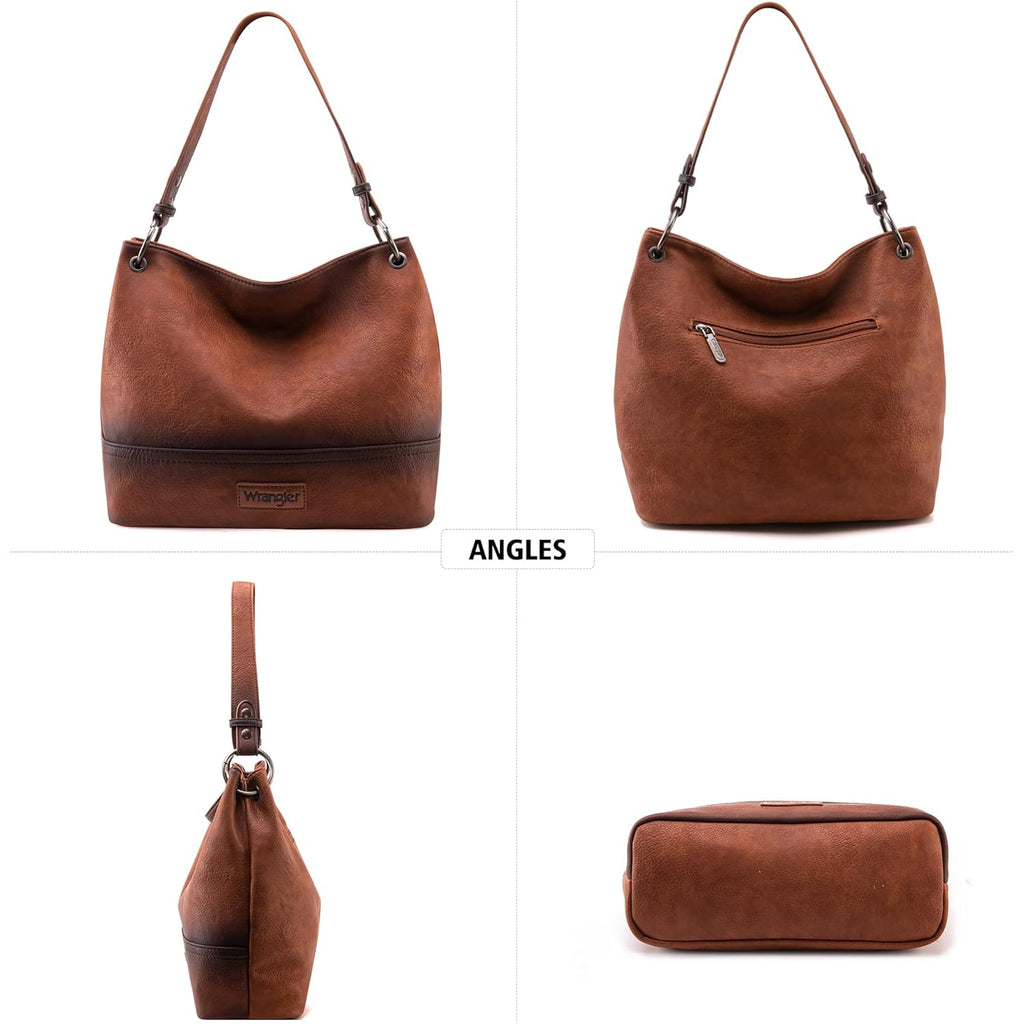 Wrangler Hobo Bags for Women Vegan Leather Top Handle Shoulder Purses and Handbags