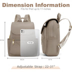 Backpack Purse For Women, Causal Backpack With Built-In Rfid Wallet & 11" Tablet Sleeve, Stylish Travel Daypack For Daily Khaki