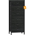 Tall Dresser With 6 Drawers,Vertical Bedside End Table & Chest For Bedroom,Black Storage Tower Dorm Nightstand With Fabric Drawer Organizer Unit Furniture In Living Room,Closet,Hallyway