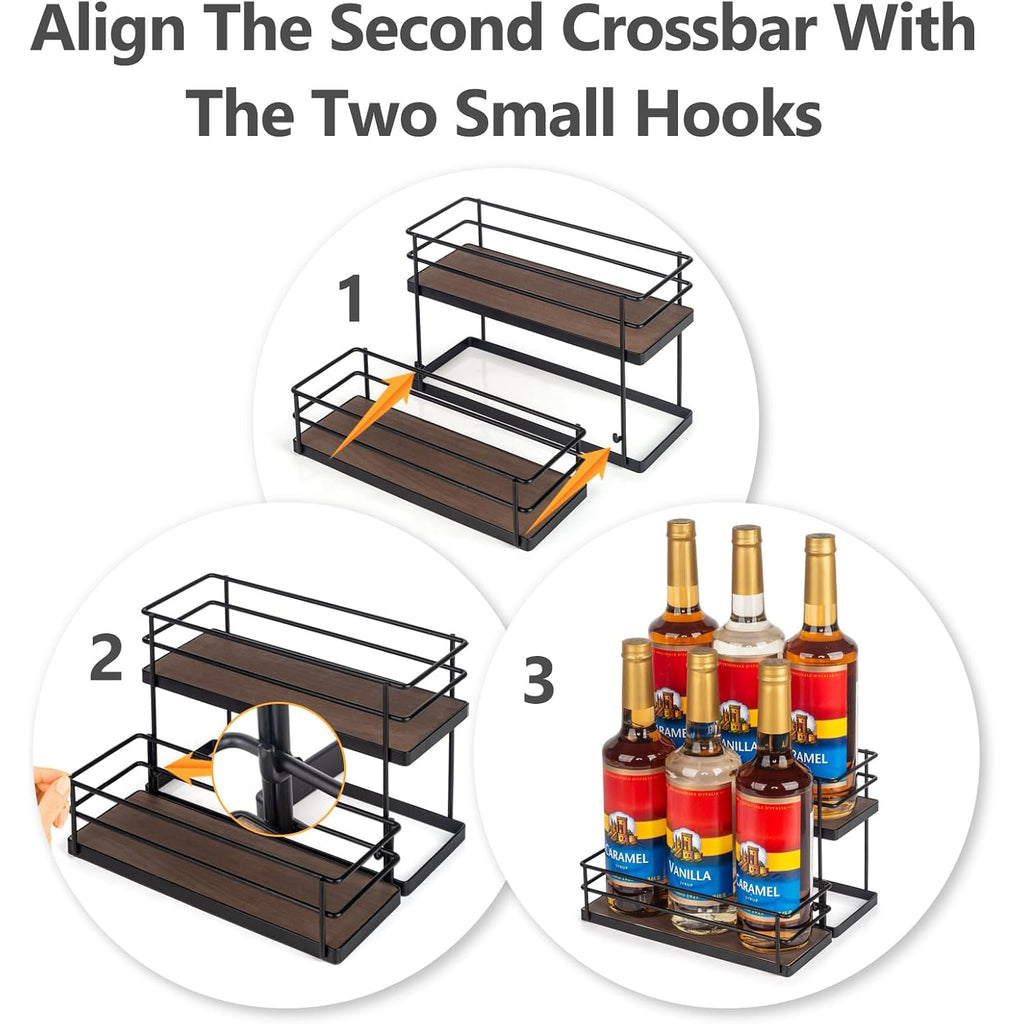 Kimilus 6 Bottle Capacity Coffee Syrup Organizer 2 Tier Coffee Syrup Stand Shelf For Coffee Bar Kitchen Small Wine Rack For Bar Family Storage For Syrup Wine Dressing