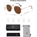 SOJOS Square Polarized Sunglasses for Women Men Small Hexagonal Polygon Shades SJ1072 Brown