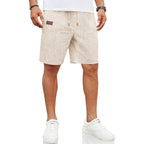Coofandy Mens Casual Linen Shorts Elastic Waist Drawstring Loose Fit Summer Beach Vacation Shorts With Pockets
