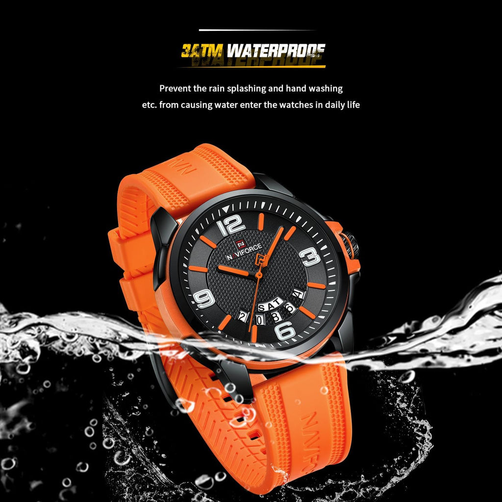 Naviforce Waterproof Watch For Men Women, Analog Auto Date Military Sports Unisex Wristwatch,Silicone Strap