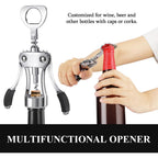 Wine Opener, Heavy-Duty Zinc Alloy Wing Corkscrew, Premium Beer Bottle Opener, Multifunctional Wine Accessories With Ergonomic Handle And Sharp Screw, For Kitchen, Bar, Restaurant (Silver)