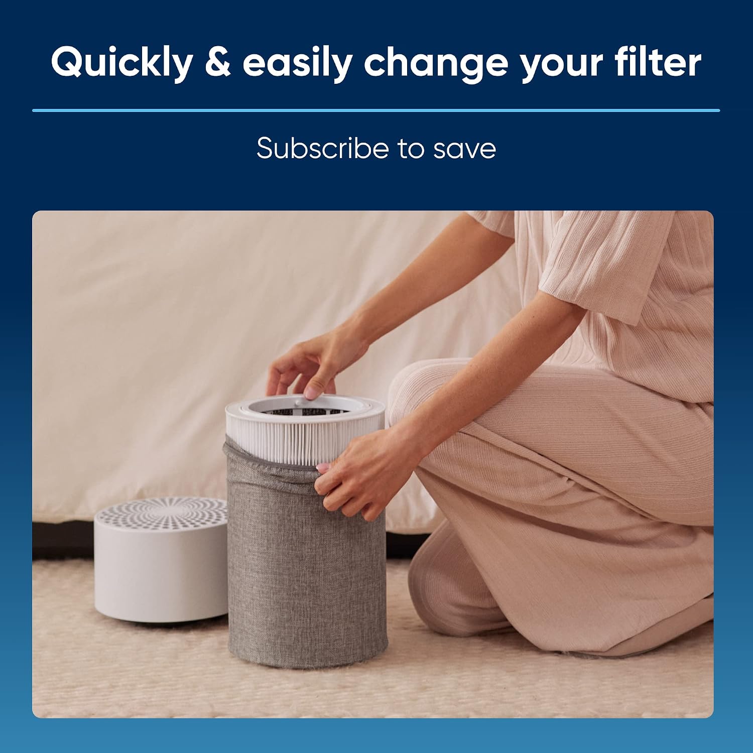 Blueair Genuine Blue Pure 511 Replacement Filter For 511 Pure Air Purifiers - Aham Certified, Hepasilent Dual Filtration, Removes 99.97% Of Particles & Odors, Genuine Carbon Filter