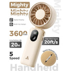 Aecooly Mighty Portable Handheld Fan | 20H Max Cooling Time | 3 Flexible Modes | 5 Speeds Wind | Battery Level Display | Mini Usb Rechargeable Personal Battery Powered Fan Travel Gifts For Women-Beige