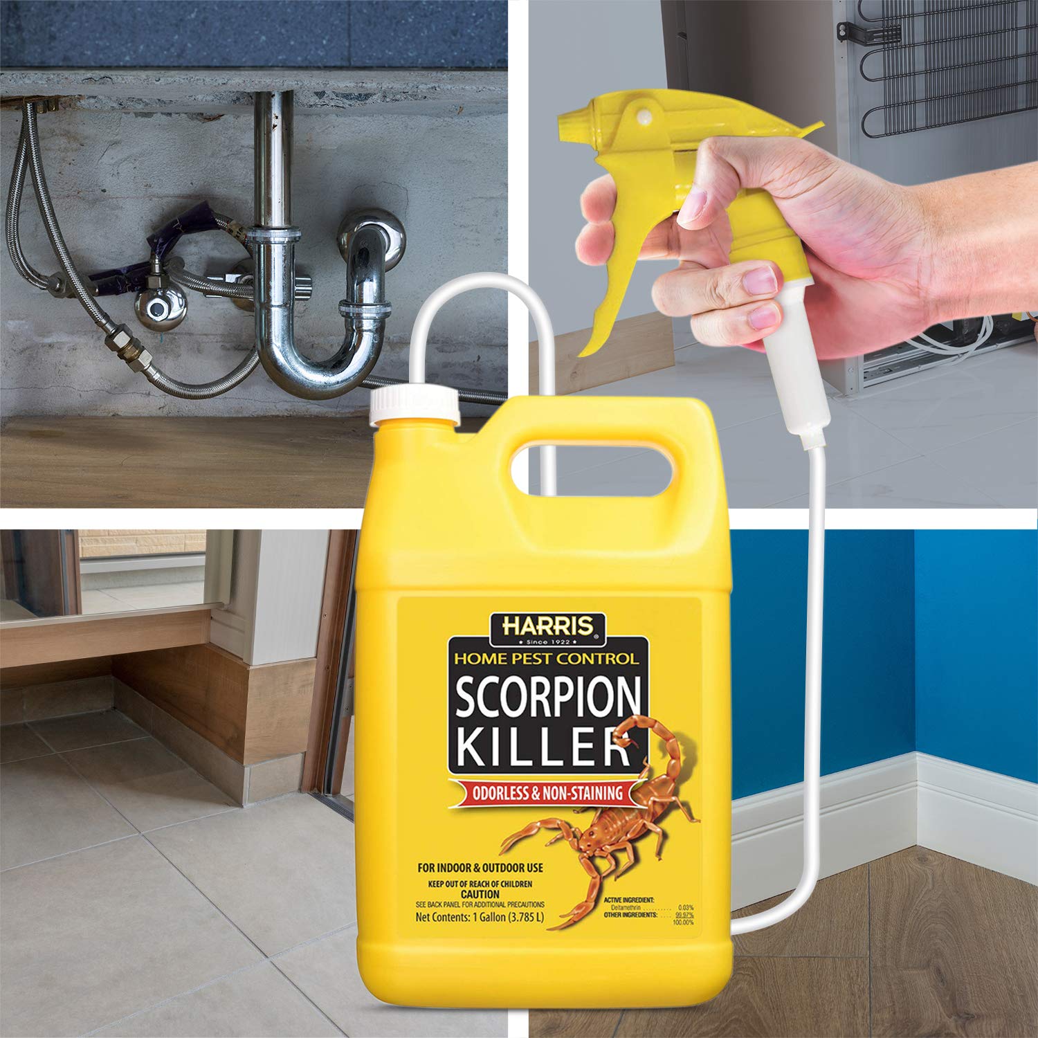 Harris Scorpion Killer, Liquid Spray With Odorless And Non-Staining Extended Residual Kill Formula (Gallon) 128 Fl Oz