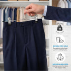 Zober Metal Pants Hangers With Clips - Pack Of 20 Space Saving Skirt Hangers For Women - Chrome, Non-Slip, Adjustable Clips, For Pants, Skirts, Jeans Closet Organization, College Dorm Essentials