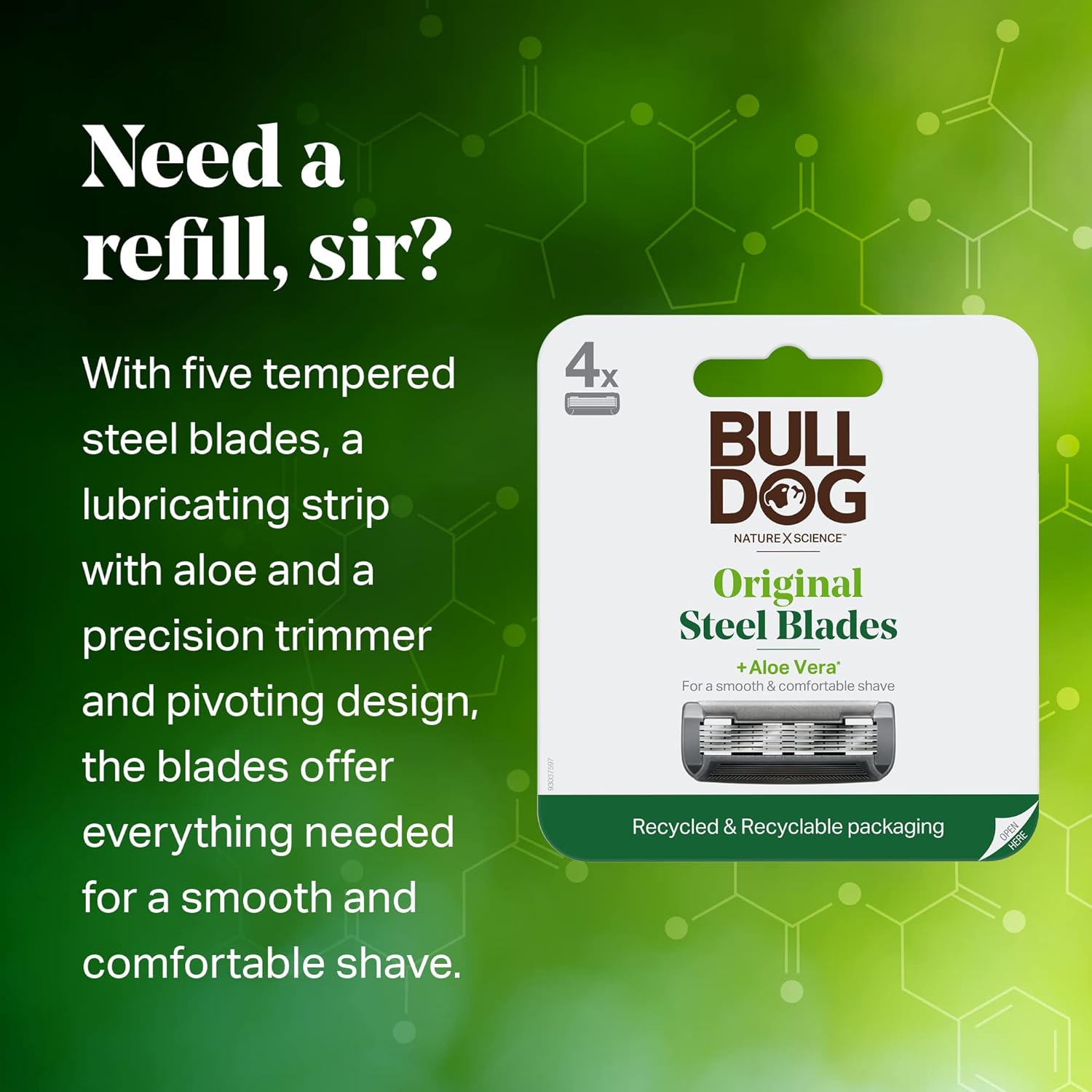Bulldog Mens Skincare and Grooming Original Razor Blades Refills for Men, 4 Count