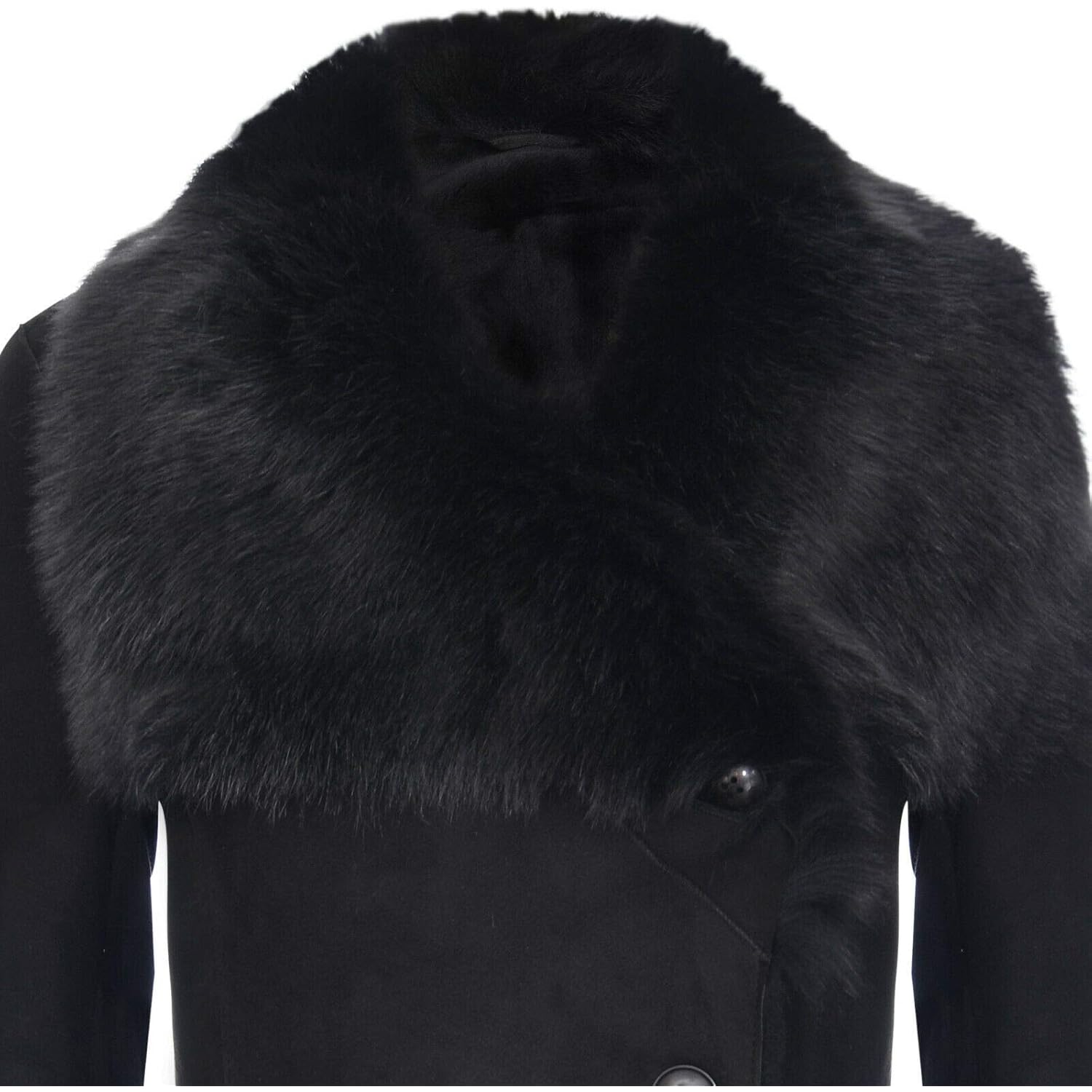 Infinity Leather Ladies Warm Black Suede Merino Shearling Sheepskin Coat With Toscana Collar