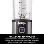 Ninja Blast Portable Blender | Cordless | 18-oz. Vessel | Personal Mixer for Shakes & Smoothies | BPA Free | Leakproof Lid & Sip Spout | USB-C Rechargeable | Dishwasher Safe Parts | Black | BC151BK