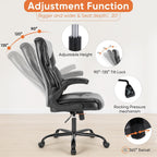 Sweetcrispy Computer Gaming Chair, Ergonomic High Back Heavy Duty Task Desk Office Chairs With Wheels, Flip-Up Arms, Adjustable Height, Pu Leather,Inky