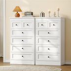 Tall 6 Drawer Dresser For Bedroom, White Modern 43.3'' Tall Wood Chest Of Drawers, Storage Organizer With Smooth Metal Rails & Anti-Tip Kit For Closet, Hallway, Living Room