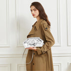 Bryctsisen Pleated Evening Vegan Leather Clutch Handbag Purse Metallic Pu Cloud Shoulder Bag For Women Evening Purse Handbag
