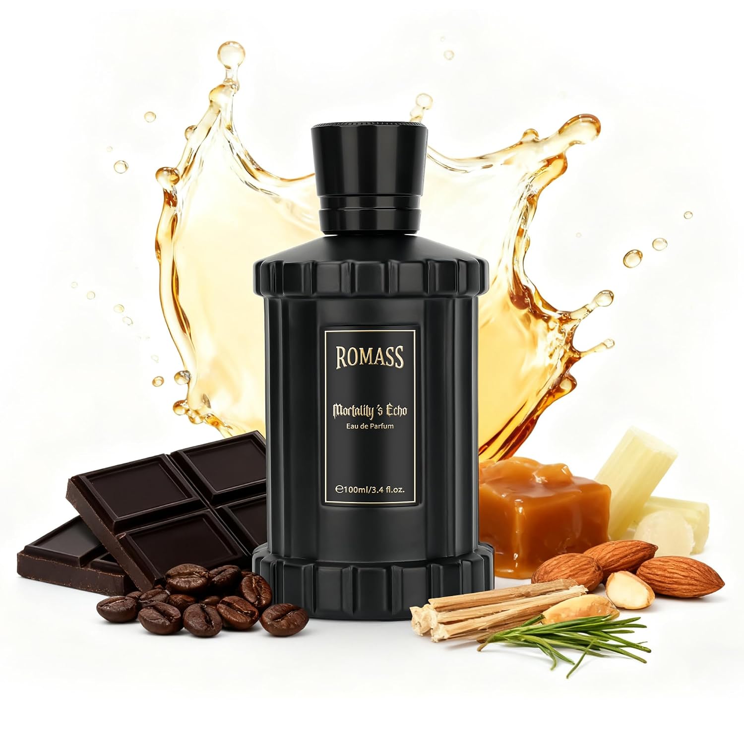 Mortality’S Echo Luxe Perfume Unisex 3.4 Oz 100 Ml Long Lasting 8+ Hours With Rum Coffee Vetiver & Sandalwood Notes In Black Bottle