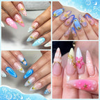 Summer Nail Charms, 3D Beach Nail Charms Metal Starfish Seashell Tropical Ocean Nail Art Decorations, Gold Beads and Pearls Rhinestones with Tweezers for Manicure, concha nacar para uñas